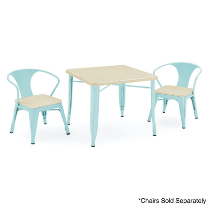 Mesa de juego para niños Delta Children Bistro - Ideal para manualidades, la hora de la merienda, la educación en casa, los deberes y más, metal aguamarina/abedul natural