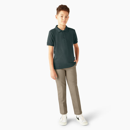 Dickies Boys' Short Sleeve Pique Polo, Hunter Green, XX-Small 4