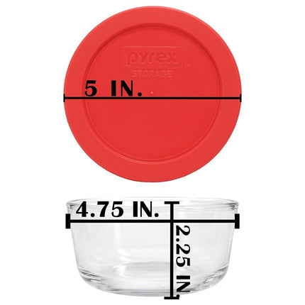 Pyrex 2-Cup Glass Food Storage Set with Lids 12-Piece Red Cover