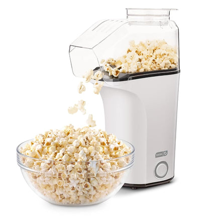 Máquina para hacer palomitas de maíz de aire caliente DASH con taza medidora para dosificar los granos de maíz y derretir mantequilla, 16 tazas - Blanco
