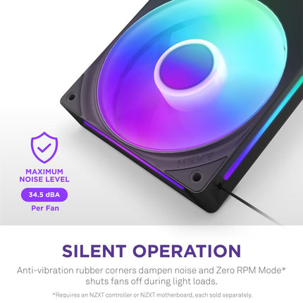 NZXT F280 RGB Core - 280mm Single-Frame RGB Fan Unit - Black
