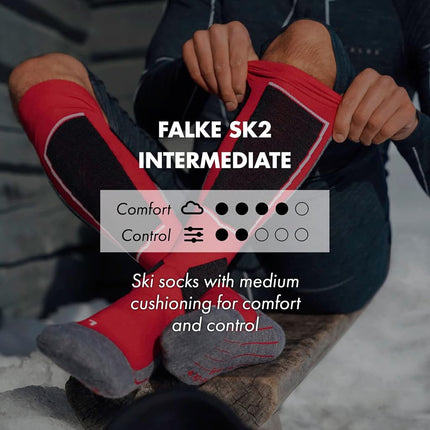 FALKE Womens Sk2 Intermediate W Kh Wool Warm Thick Skiing Socks, White Off-White 2040, 7-8 EU