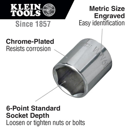 9 mm Metric 6-Point Socket, 3/8-Inch Drive Klein Tools 65909