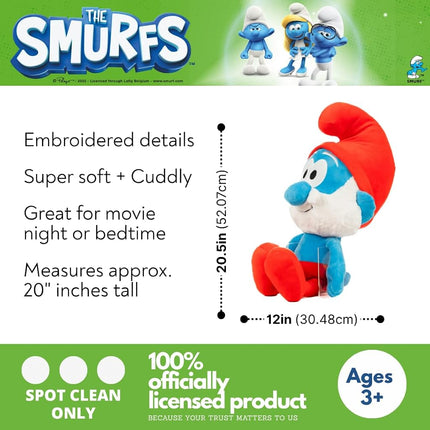 Franco The Smurfs Papa Smurf Bedding Super Soft Cozy Cuddle Pillow Buddy, (Officially Licensed Product)