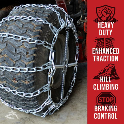 The ROP Shop Pair of 2 Link Tire Chains & Tensioners 16x6.5x8 for Snow Blowers, Lawn & Garden Tractors, Mowers & Riders, UTV, ATV, 4-Wheelers, Utility Vehicles