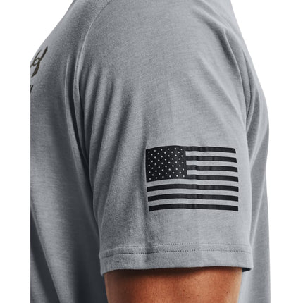 Under Armour Camiseta New Freedom Flag para Hombre, Steel Medium Heather (035)/Negro, XL