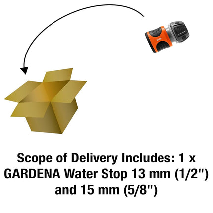 Gardena Water Stop 13 mm (1/2 inch) and 15 mm (5/8 inch): Connector with Water Stop, Power Grip, Great Hose-gripping Power, Simple Replacement (18213-20)