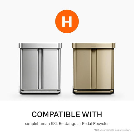 simplehuman Code H 60 Liners, 50% Recycled Custom Fit Bin Bags in Dispenser Packs with Durable Drawstring Tie Handle, 30-35L, White