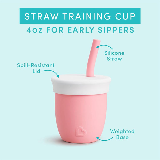 Munchkin� C�est Silicone! Open Training Cup with Straw for Babies and Toddlers 6 Months+, 4 Ounce, Coral