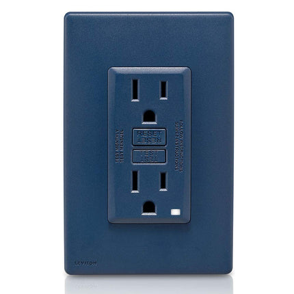 Tomacorriente GFCI Leviton Renu a prueba de manipulaciones con autocomprobación, 15 A, RGF15-RN, azul marino intenso