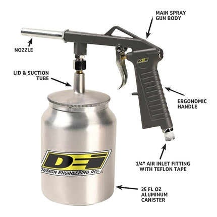Design Engineering ATAC Spray Gun, Automotive Undercoating Spray Gun, Pneumatic Paint Sprayer, for Truck Bed Liner Coating, Rubberized Undercoat & More