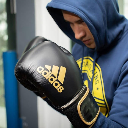 adidas Boxing Gloves - Hybrid 80 - for Boxing, Kickboxing, MMA, Bag, Training & Fitness - Boxing Gloves for Men & Women - Weight (6 oz, Black/Blue)
