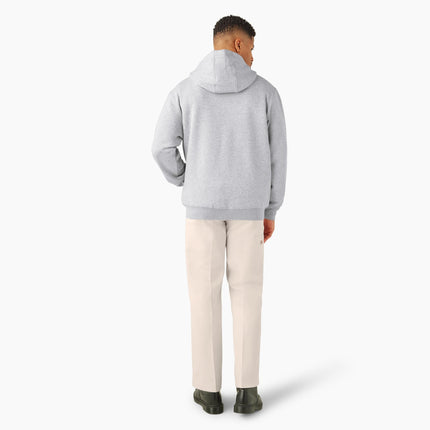 Dickies Men's Full Zip Thermal Lined Fleece Hoodie, Heather Gray, M