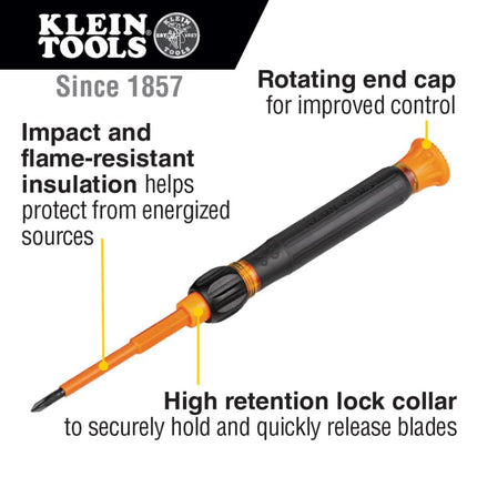 Klein Tools 32584INSR Precision 8-in-1 Screwdriver Set with Case, 1000V Rated Insulated Set with Phillips, Slotted and Tamperproof TORX Tips