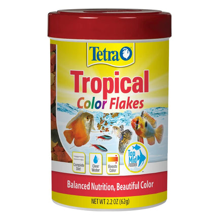 Tetra Tropical Color Flakes, Fish Food With Natural Colour Enhancer For Top & Mid Feeders, 62g, Complete Diet Enhanced With Vitamin C & Carotenoids, Clear Water Formula - Does Not Leach Colour