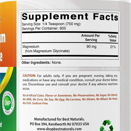 Best Naturals Magnesium Glycinate Powder - 1 Pound