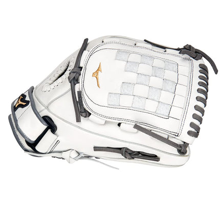 Mizuno GMVP1200PF4W MVP Prime Fastpitch Softball Glove 12", Tartan Web, Right Hand Throw, WHITE-GREY