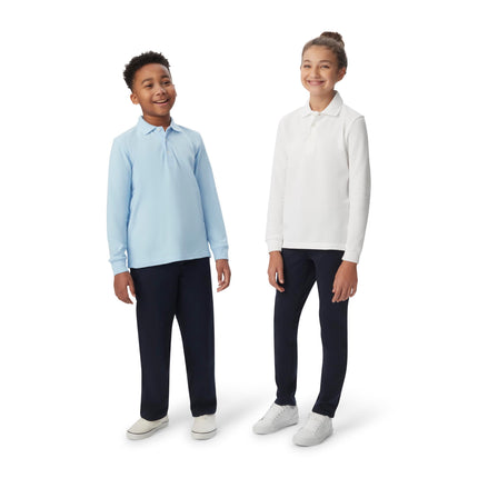 French Toast Garçon Chemise Uniforme Polo Piqué Manches Longues, Bleu, 6-7
