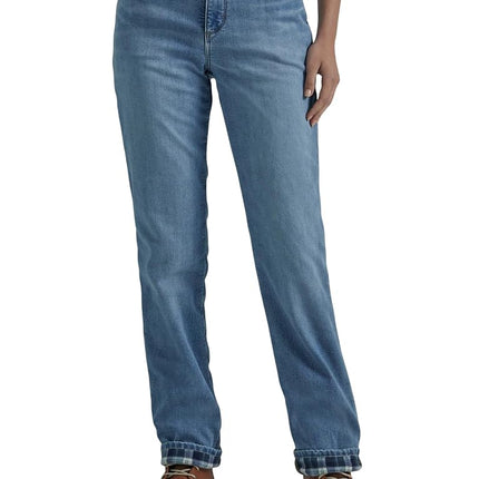 Lee Women's Relaxed Fit Straight Leg Jean, Fleece-