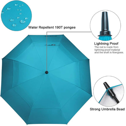 G4Free 54/62/68 Inch Extra Large Windproof Golf Umbrella UV Protection Automatic Open Double Canopy Vented Sun Rain Umbrella Oversize Stick Umbrellas