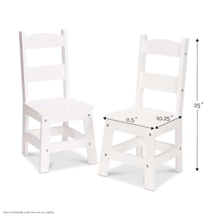 Melissa & Doug Par de sillas de madera - Muebles infantiles blancos