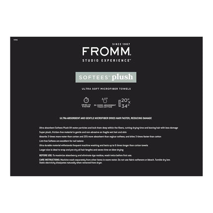 Fromm Softees Plush Microfiber Salon Hair Towels - Ultra Soft Fast Drying Towel for Hair, Hands, Face – Use at Home, Salon, Spa, Barber – 20" x 34" - Extra Durable and Absorbent - Sage Green, 6 Count