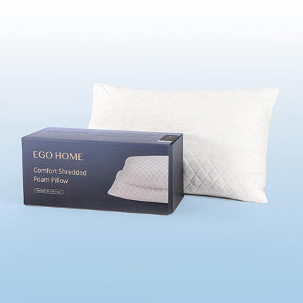 EGOHOME Shredded Memory Foam Pillows, Bed Pillows for Sleeping, Medium Standard/Queen Size Pillow for Side Back Stomach Sleepers, Neck Support Pillow with Washable Removable Cover (1 Pack)