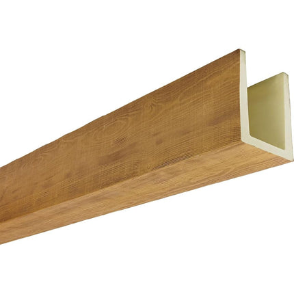 Heritage Timber Rustic Sawn Faux Wood Beam, 3-Sided (U-Beam), 3 1/2"W x 3 1/2"H x 72"L, Warm Caramel Finish