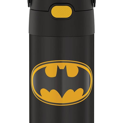 THERMOS FUNTAINER 12 Ounce Stainless Steel Vacuum Insulated Kids Straw Bottle, Batman