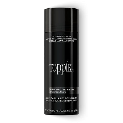 Toppik Hair Building Fibres Black, 55g - Thicker Fuller Look Instantly, Natural Keratin Protein, Wind Sweat & Rain Resistant, Easy to Apply, For Men & Women who are thinning