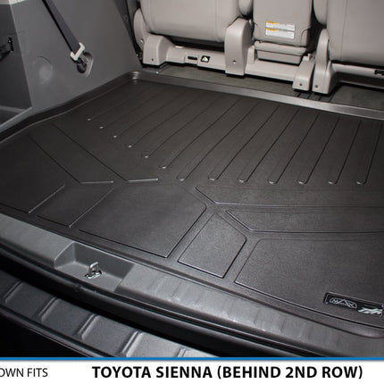 SMARTLINER All Weather Custom Fit Cargo Trunk Liner Floor Mat Behind 2nd Row Black for 2011-2019 Toyota Sienna