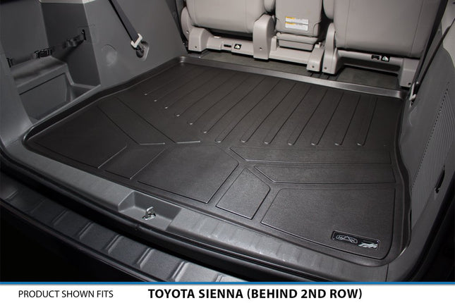 SMARTLINER All Weather Custom Fit Cargo Trunk Liner Floor Mat Behind 2nd Row Black for 2011-2019 Toyota Sienna