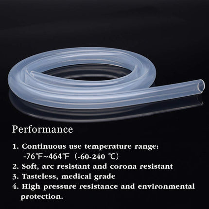 Quickun 3/4" ID Silicone Tubing, 3/4" ID x 1" OD Food Grade Silicone Tube, High Temp Hose for Wine Making Brewing (9.84Ft)
