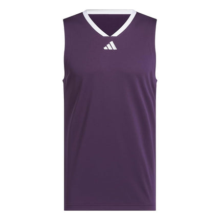 adidas Mens Basketball Legends 3-Stripes Tank Top, Aurora Plum/White, Small Tall