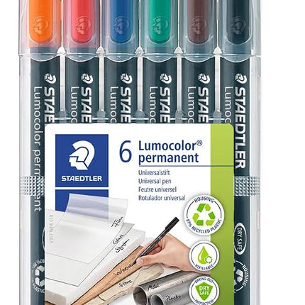 Staedtler 317 WP6 Lumocolor Universal Permanent Medium Pens - Assorted Colours