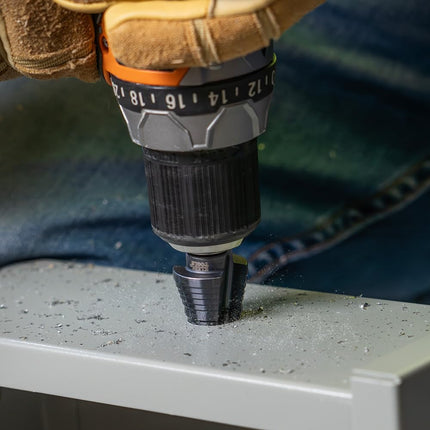 Klein Tools KTSB11 Broca escalonada 11 doble ranura de 7/8 a 1-1/8 pulgadas con marcas y objetivos fáciles de leer, vástago hexagonal de 3/8 pulgadas, negra