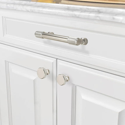 BUKOBYHE 10 Pack 3Inch(76mm) Brushed Satin Nickel Kitchen Cabinet Handles Knurled Cabinet Pulls Drawer Pulls Kitchen Hardware