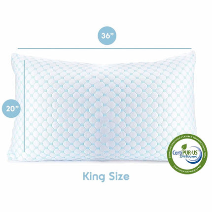 Nestl Cooling Pillows King Size, Gel Infused Shredded Memory Foam Pillow, Adjustable for Sleeping, Breathable Washable Cool Bed Cover, 20”x36”