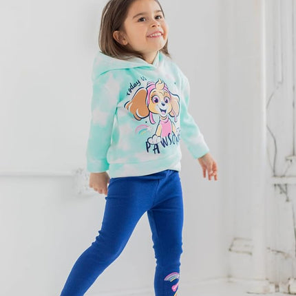 Paw Patrol Skye Toddler Girls Pullover Crossover Fleece Hoodie and Leggings Outfit Set Blue/White 2T