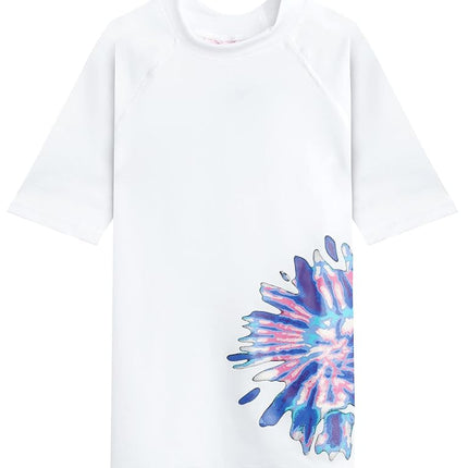 Kanu Surf Girls' Karlie UPF 50+ Sun Protective Rashguard Swim Shirt, Camille White, 14-16