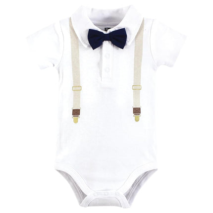 Hudson Baby Grenouillères en Coton Unisexe pour Bébé, Bretelles Beiges et Marines, 18-24 Mois