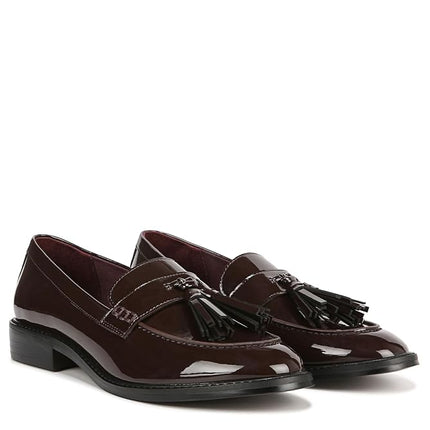 Franco Sarto Women's Carolynn Slip on Tassel Loafers, Hickory Brown Patent, 6.5