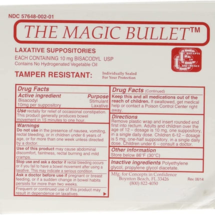 The Magic Bullet Suppositories - 4/Sleeves of 5 (T