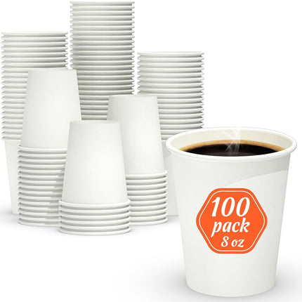 Dealusy 100 Count Coffee Cups 8 oz, Leak-Free Food