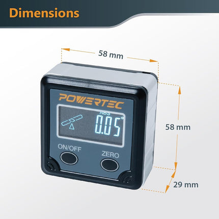 POWERTEC 71828 Table Saw Angle Gauge, Digital Angle Finder Protractor, Digital Level Box, 1 Pack, Digital Angle Gauge for Woodworking, Table Saw, Miter Saw