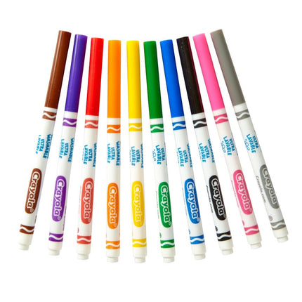 Crayola BIN588211 Marcadores lavables ultralimpios Classpack, línea fina, 10 colores, paquete de 200