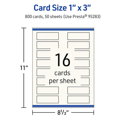 Avery Printable Rectangle Mini Business Cards, Sure Feed Technology, 1" x 3", Matte Ivory Cardstock, Print-To-The-Edge, Laser/Inkjet Printable, 800 Total