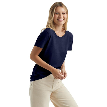Hanes Women's Short Sleeve Nano-T V-Neck Tee, Deep Royal, Medium