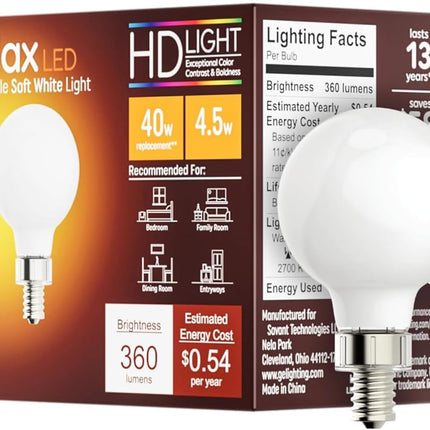GE Relax LED Light Bulbs, 40 Watt, Soft White, G16