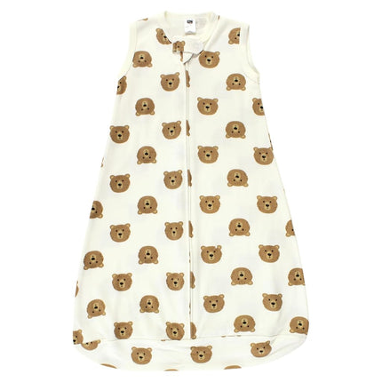 Hudson Baby BabyCotton Long-Sleeve Wearable Sleeping Bag, Sack, Blanket, Brown Bear Sleeveless, 12-18 Months